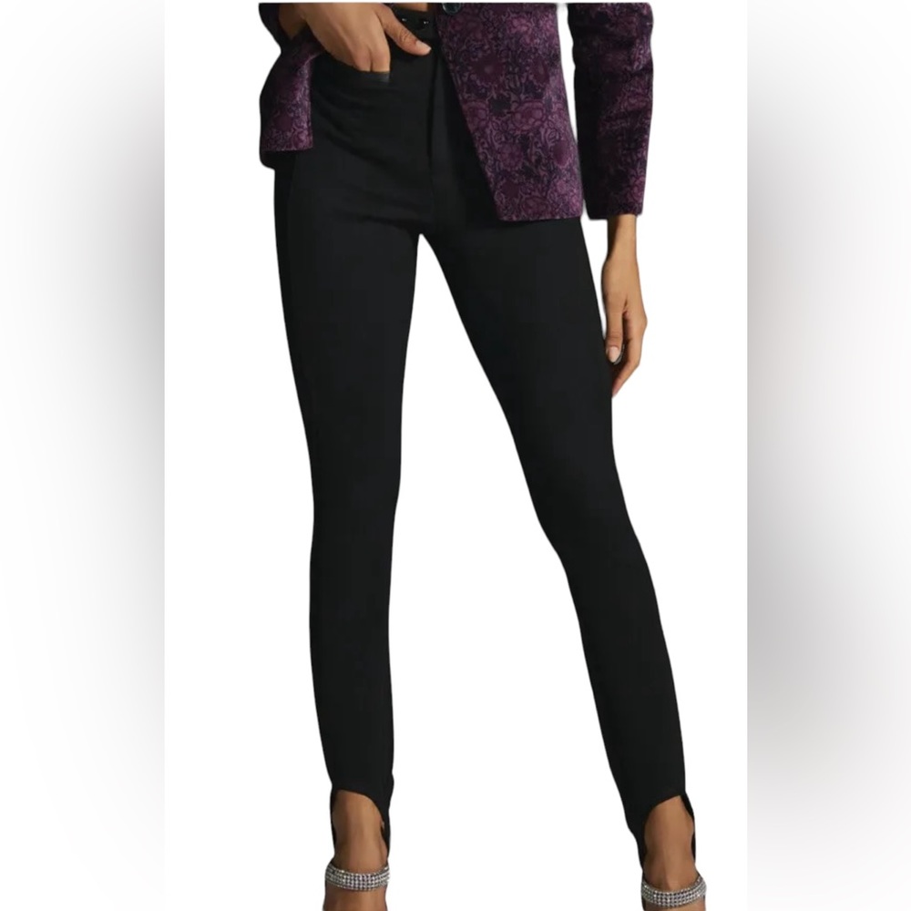 Maeve Anthropologie Women Riding Pants Leggings w/ Stirrup Black Equestrian - 2